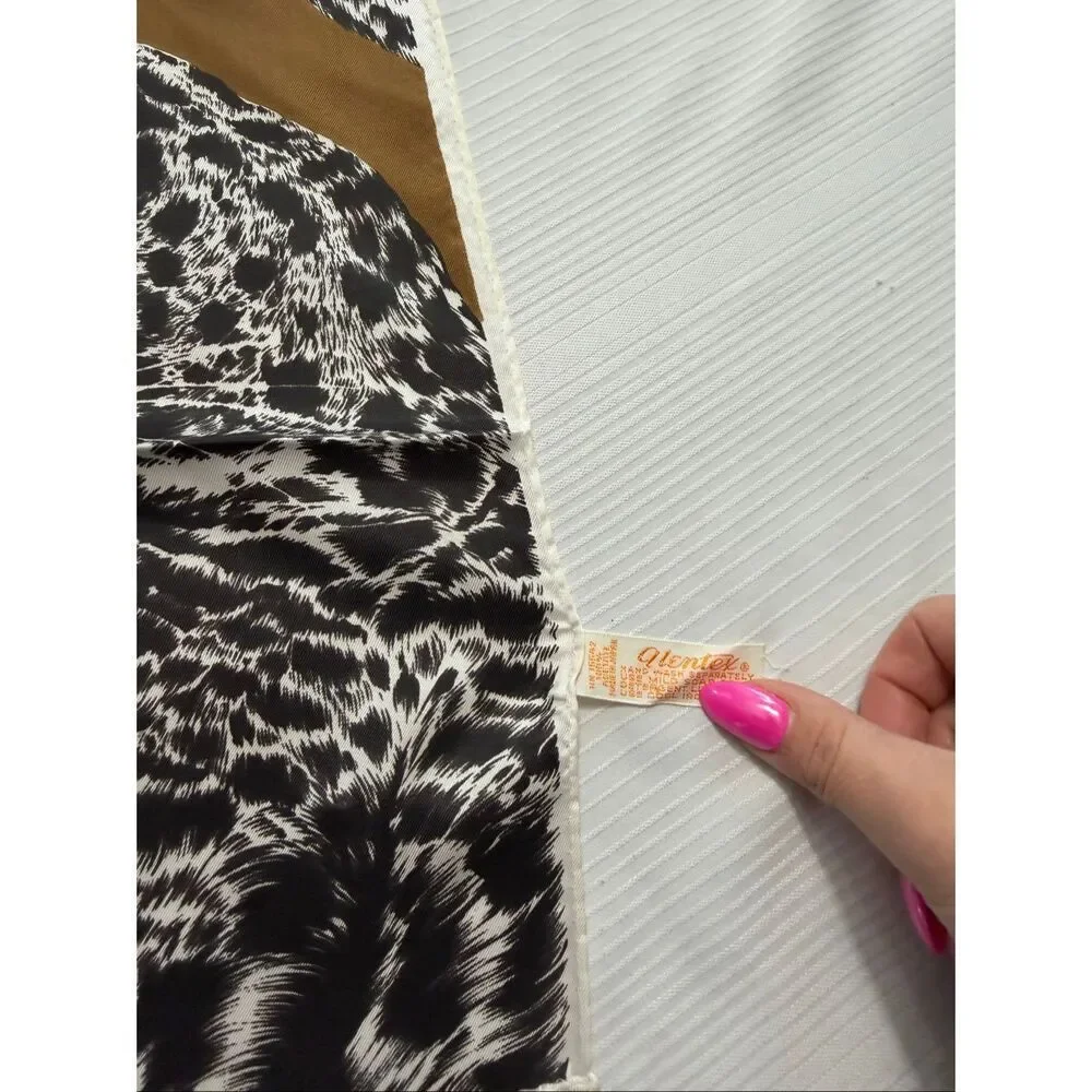 Glentex White Jaguar Leopard Scarf Vintage Rare